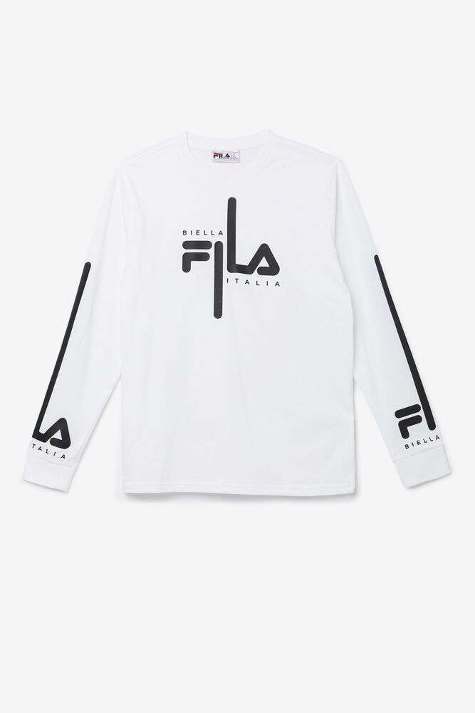 Fila T-Shirt Mens White Martino Long Sleeve - Ireland 65892-AYFW